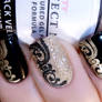 Black and Gold Stamped Nail Art
