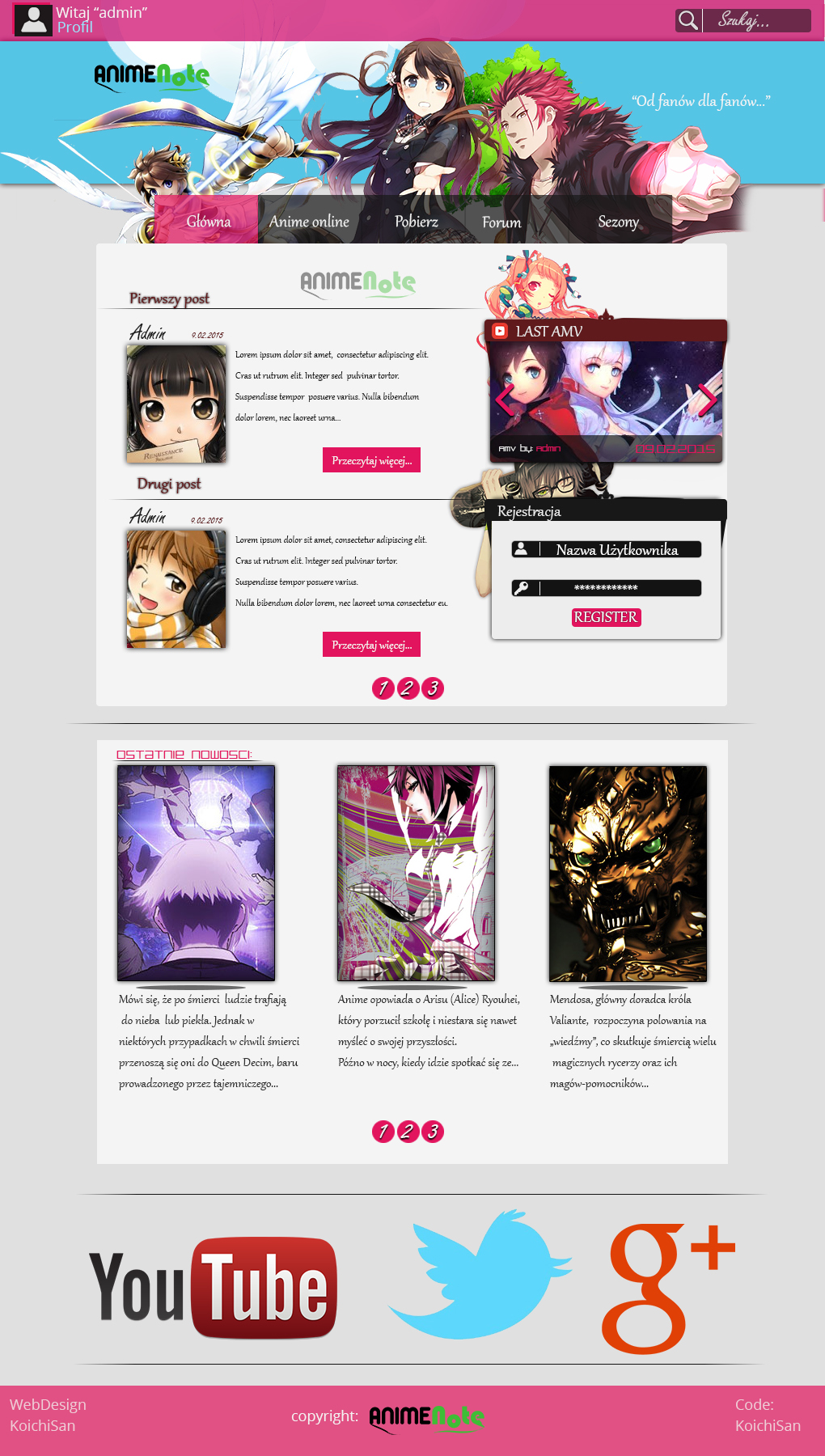 Anime Website Concept  Webpage design, Wordpress website design