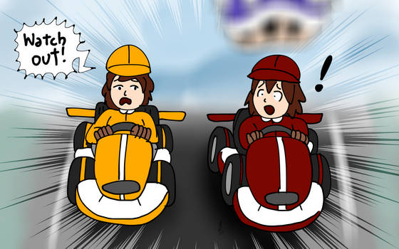 Padawan Dan and Tad in Mario Kart race