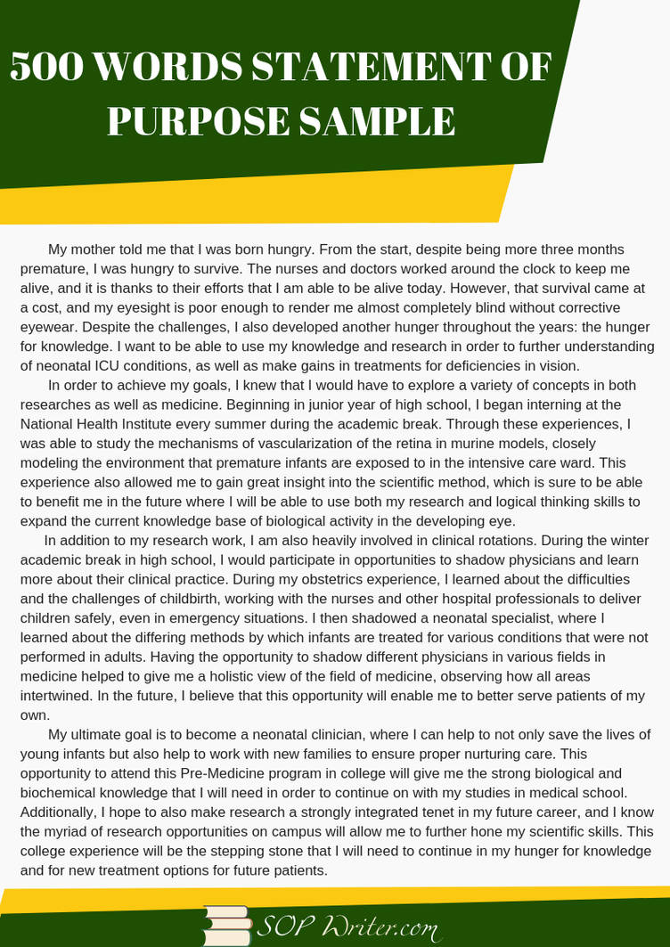 One Word Statement Example 500 words statement of purpose sample by SoPWriterSamples on DeviantArt