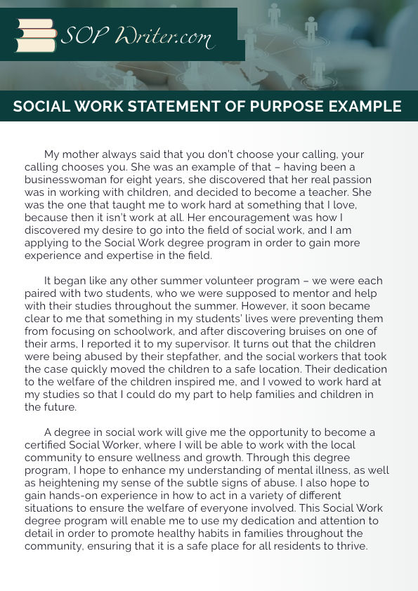 Social Work Statement of Purpose Example by SoPWriterSamples on DeviantArt