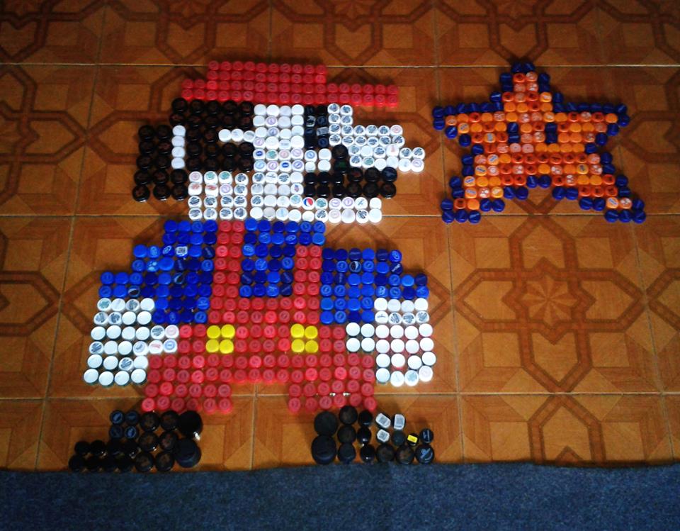 Super mario bros hama beads 8 bits pixel art tapas