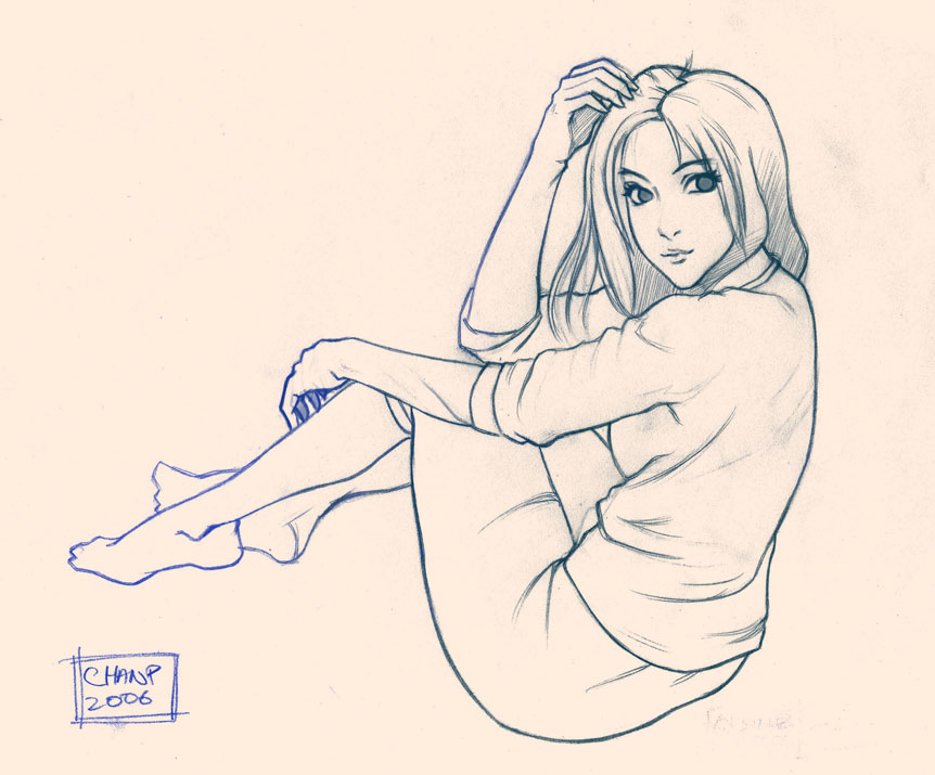 woman figure sketch sitting