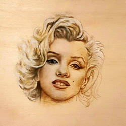Mixed Media Marilyn: Oils and Woodburning