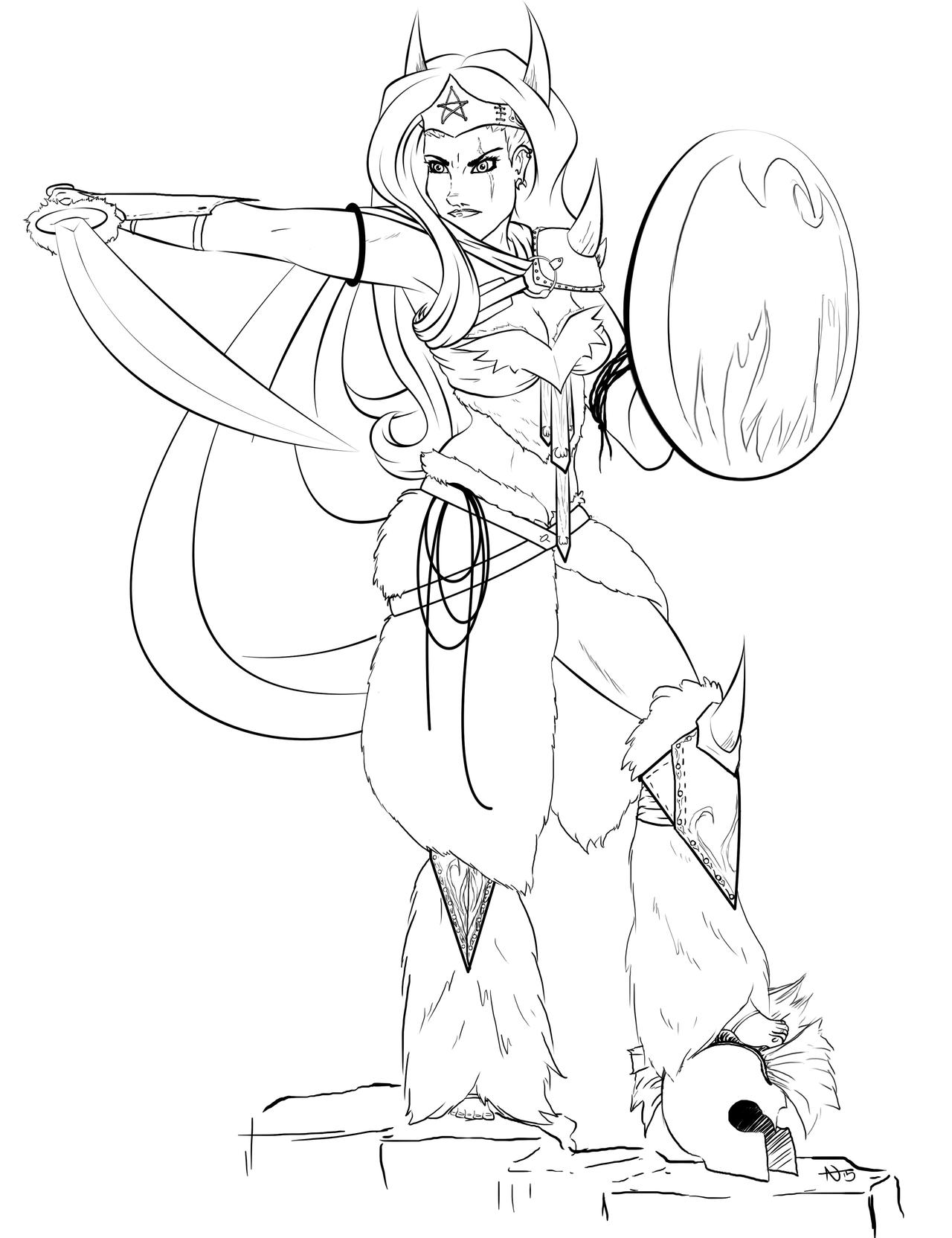Barbarian Wonder- Line art by InkCell-Illustration