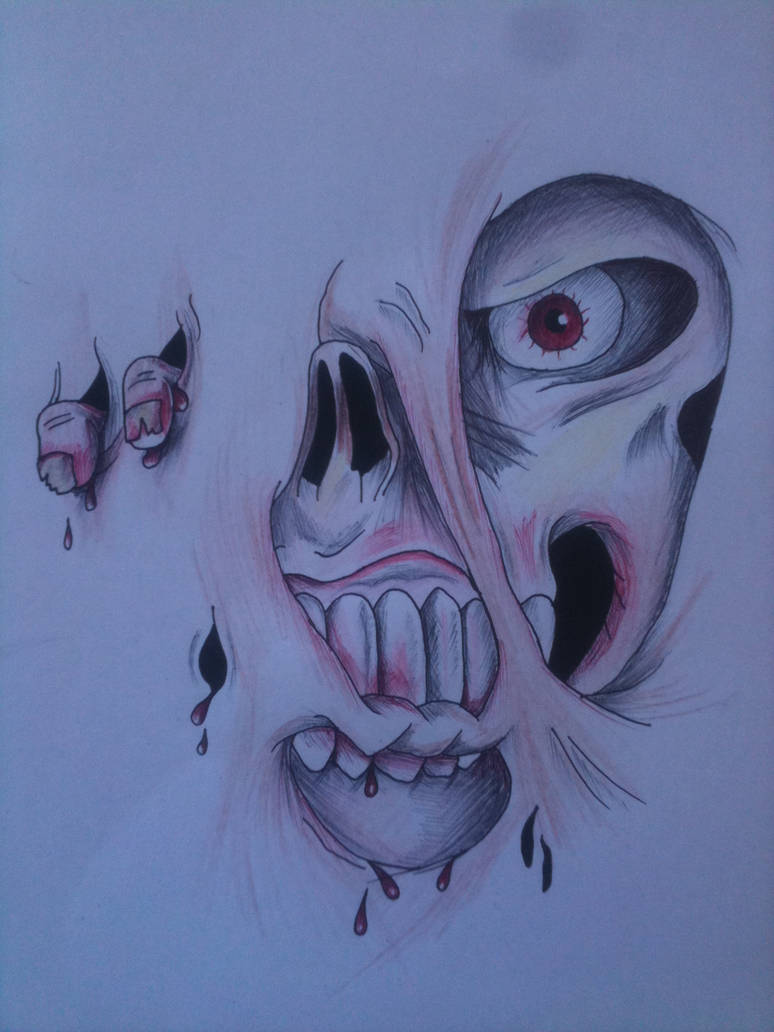 skull ripping through the skin by BedlamArt on DeviantArt
