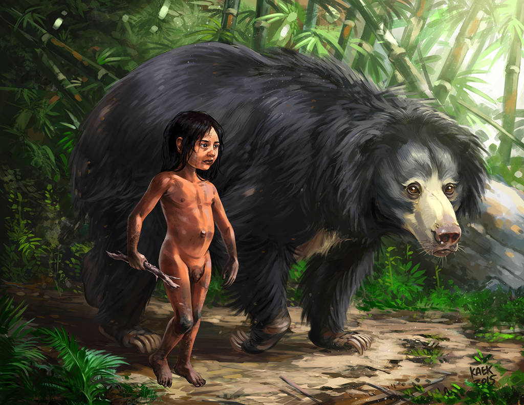 Mowgli and Baloo by Kaek