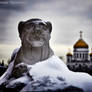 statue under snow blanket