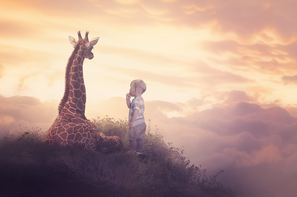 two toddlers in the evening sun