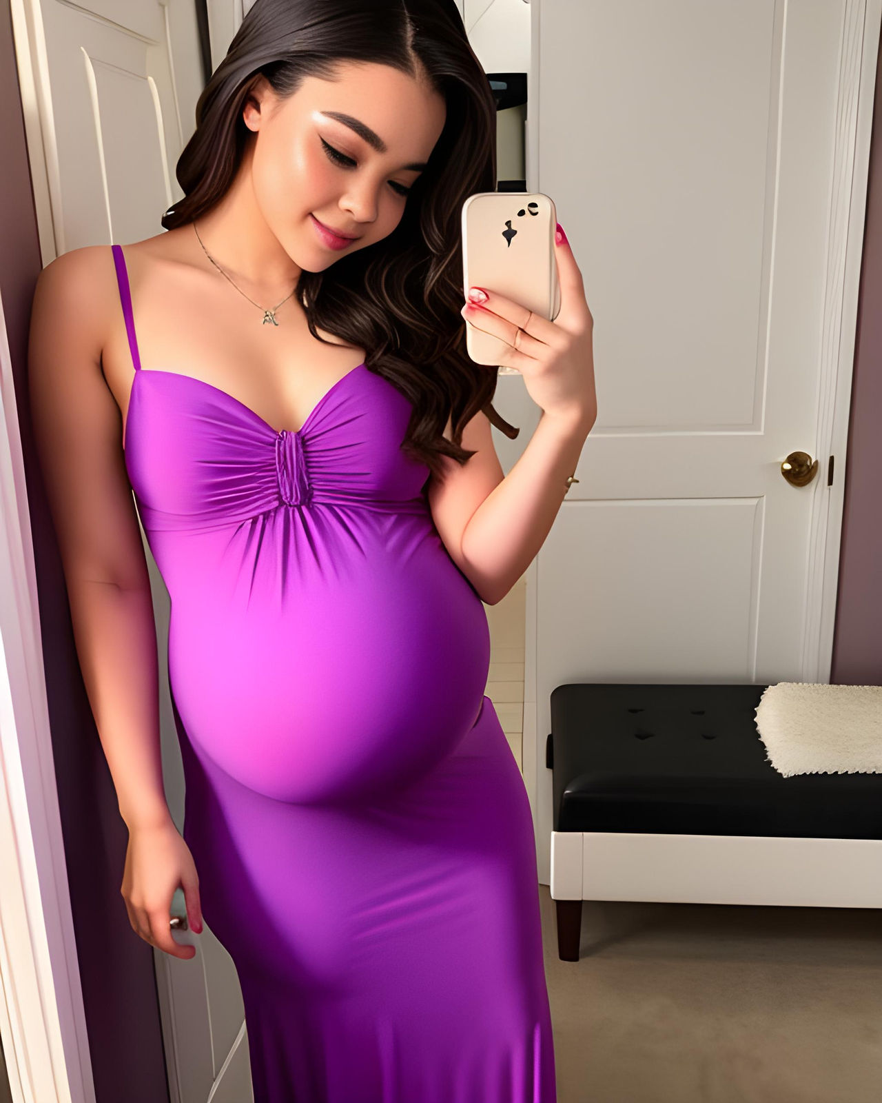 Fake Pregnant Hailee Steinfeld in Pink Dress by FutanariDeviant on