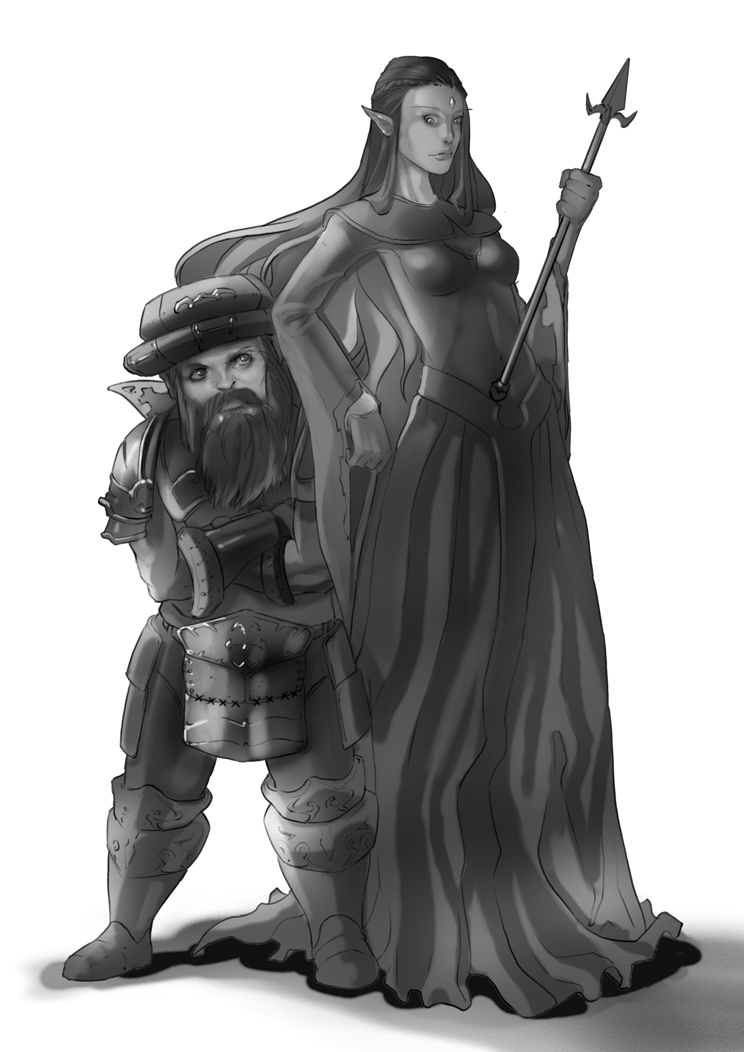 wip: dwarven knight n elven mage