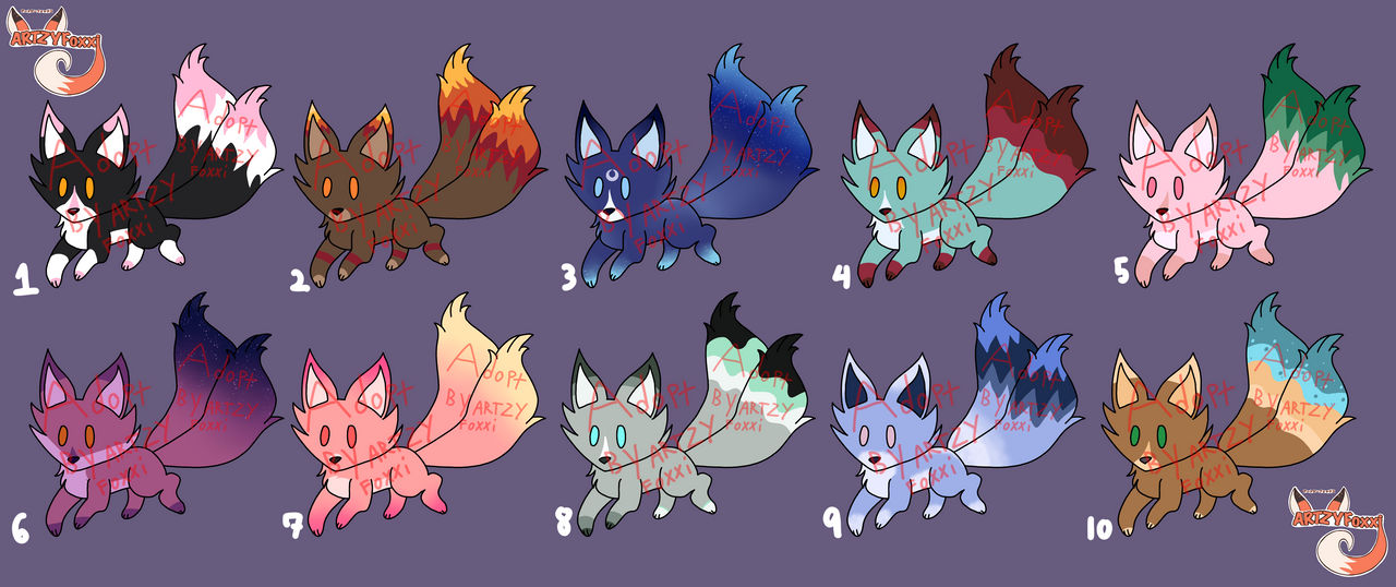 Kitsune designs Adopts ( open!//0/10 sold! ) by ARTZYFoxxi on DeviantArt
