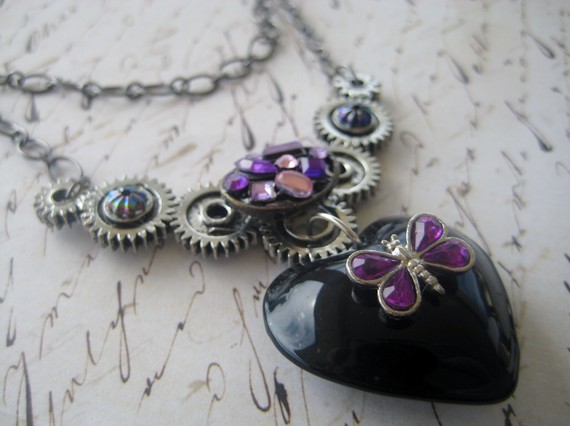 Black Heart Steampunk Necklace