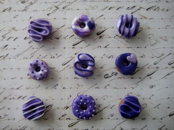 Purple Donut Magnets, Set of 9