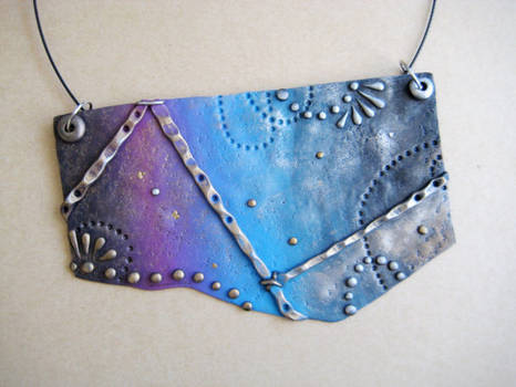 Galaxy Deconstructed Necklace, Polymer Clay