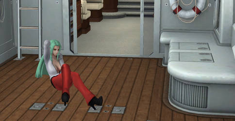 Morrigan Aensland on a Yacht