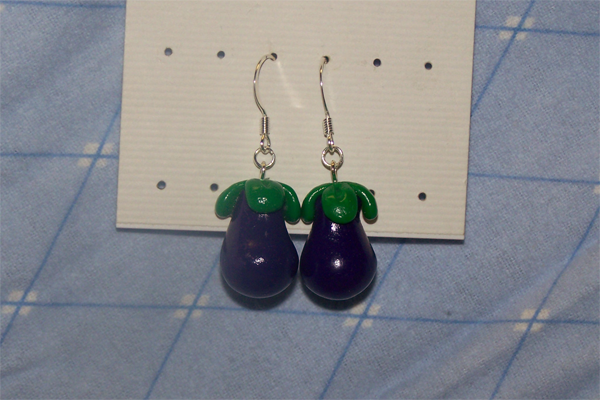 Polymer Clay Eggplant Earrings