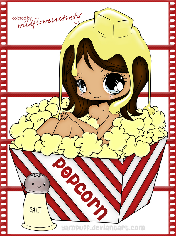 Popcorn Girl Colored (Lineart by Yampuff)