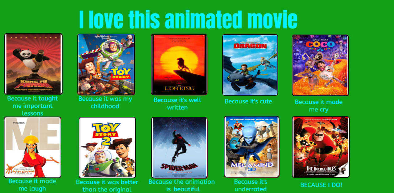 My I Love this Animated Movie Meme by Disneyfan3000 on DeviantArt