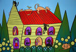 meanwhile at the crazy cat ladies house by essencestudios