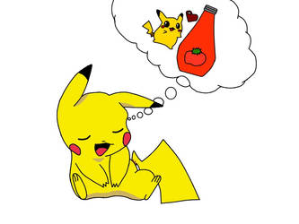 Pikachu loves Ketchup :3c