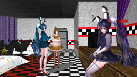 {MMD} FNAF Toy Bonnie and Toy Chicka Bullying Old 