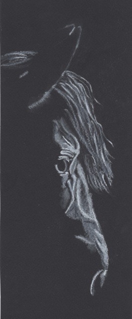 Black horse in white charcoal