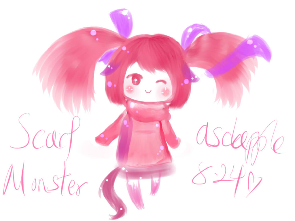 Adoptable Scarf Monster Strawberry Closed