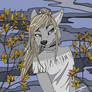 Arkadia - stained glass drawing of furry female