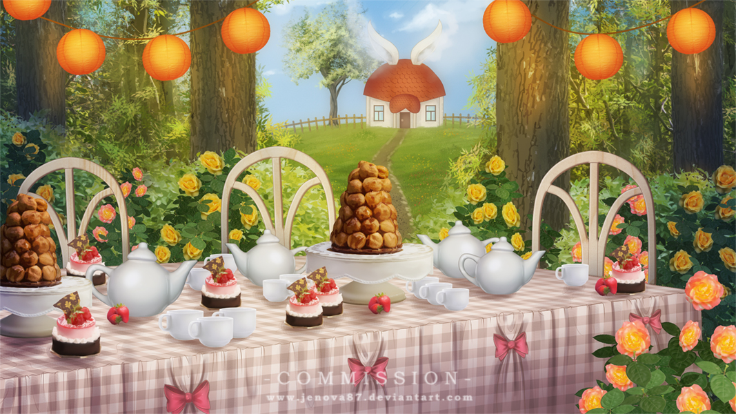 Commission: VN BG - Tea Table [Alice in Wonderland