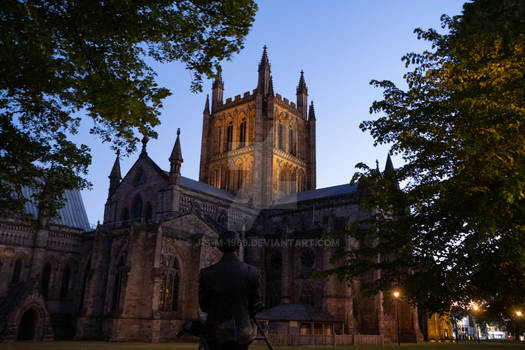 Man On The Bike Looking At the Cathedral