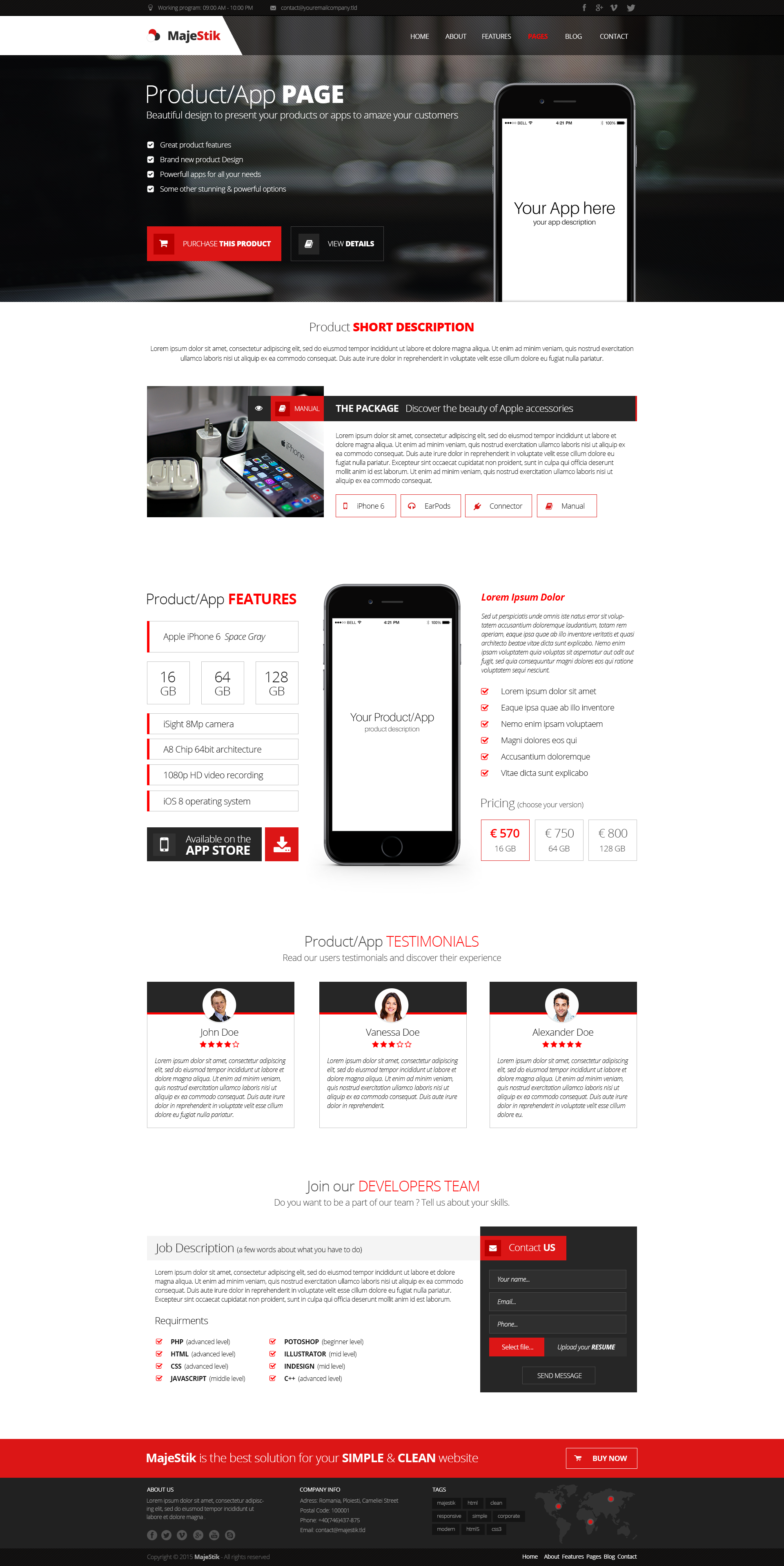 MajeStik PSD Corporate Responsive Design - Product