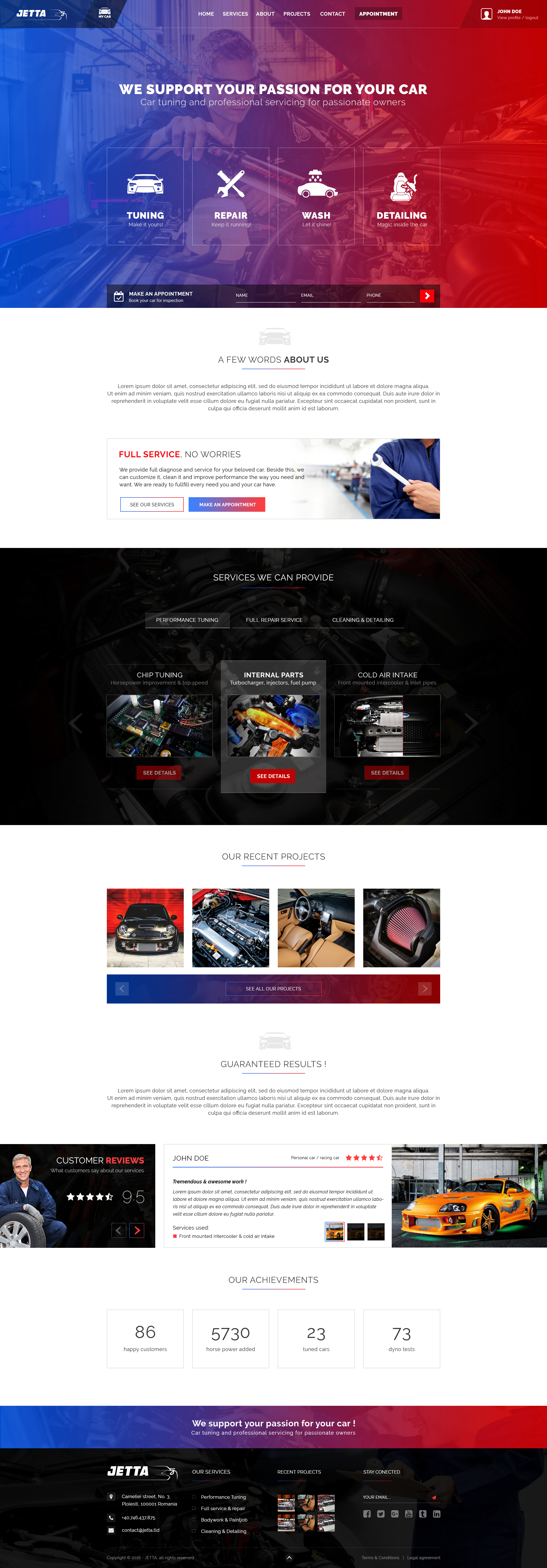 Car Tuning Service website design