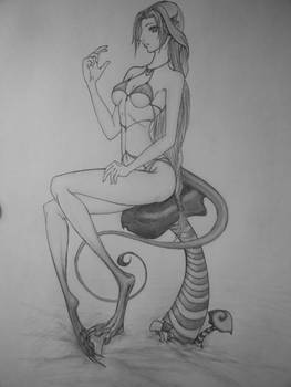 Girl with Dragon Feet, Monochrome Version