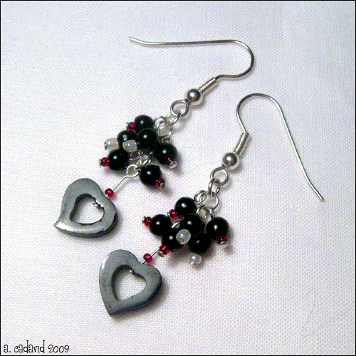 Black Heart Custer Earrings