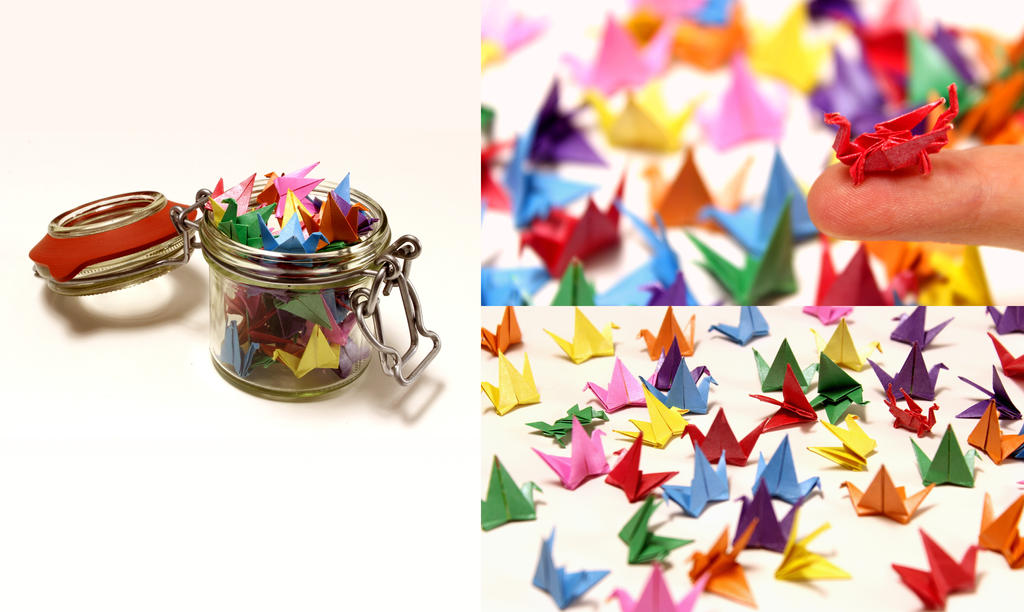Colourful Paper Cranes by Amidasu