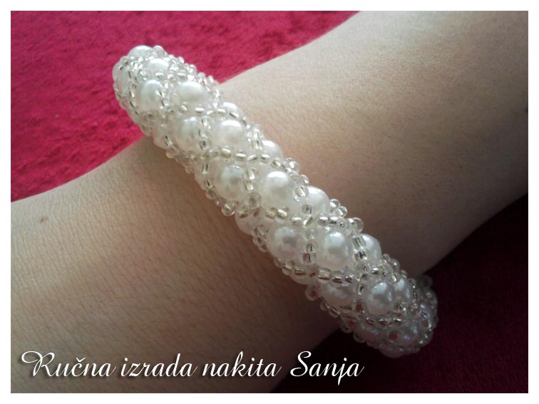 White  tubular netting bracelet