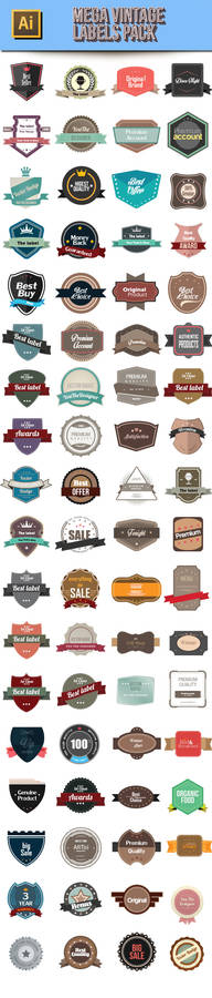 72 MEGA VINTAGE LABELS PACK