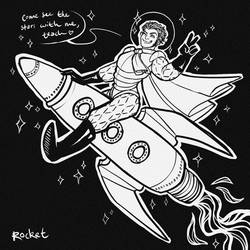 [Inktober Day 16] Rocketing Off with Claude