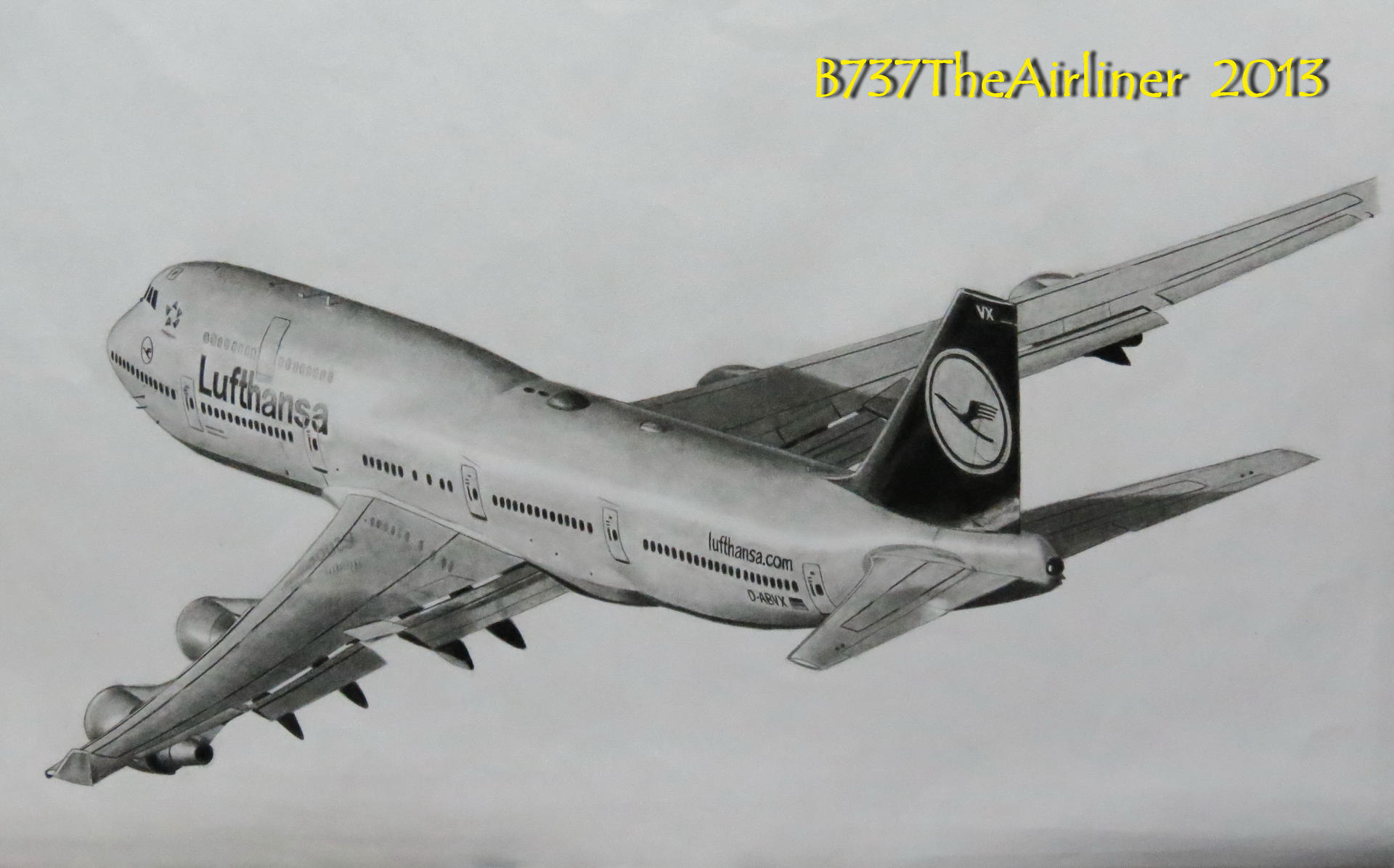 Lufthansa Boeing 747-400 - Realistic Drawing