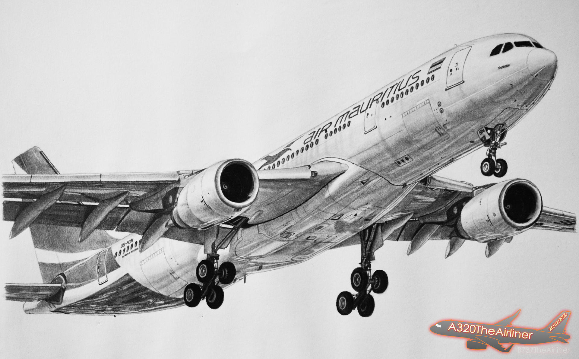 Air Mauritius Airbus A330-200 - Pencil Drawing by Pinniplane on DeviantArt