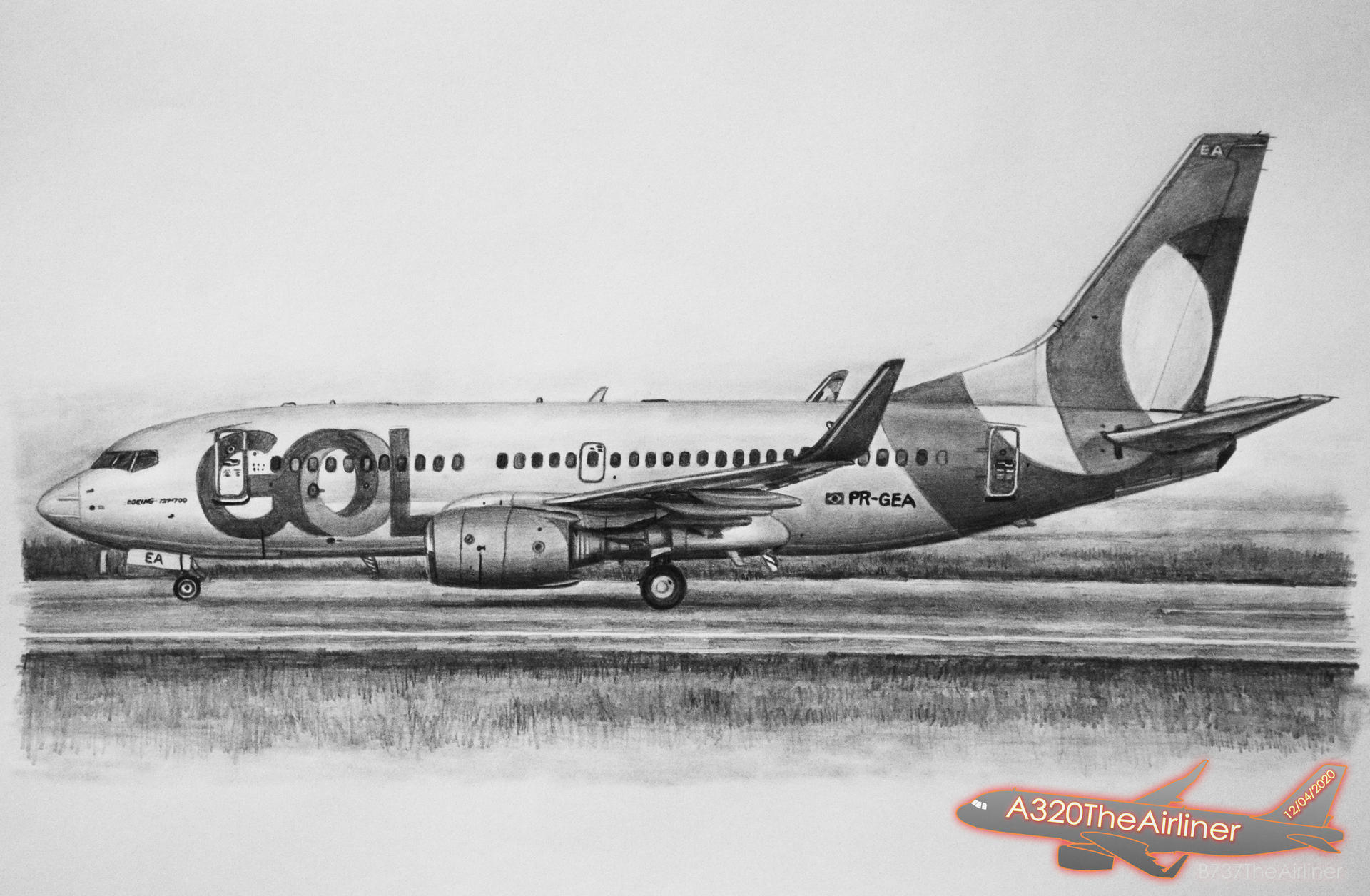 GOL Boeing 737700 Pencil Drawing A4 by A320TheAirliner on DeviantArt