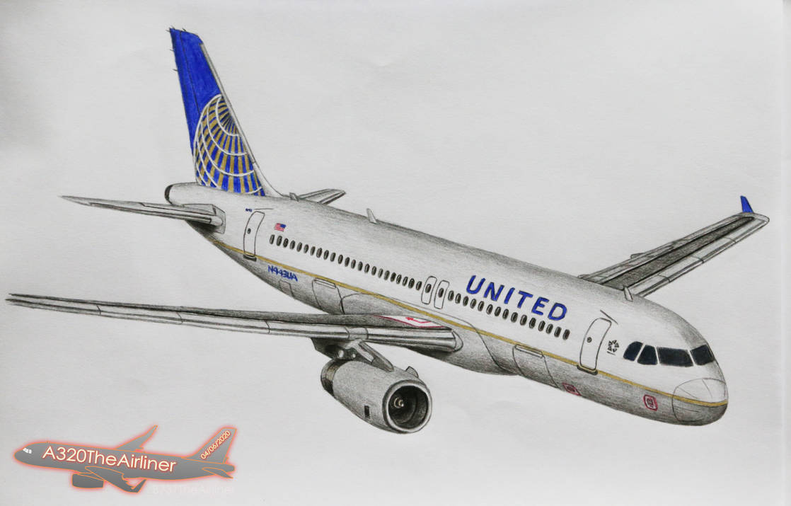 United Airlines A320 Drawing II No Reference by A320TheAirliner on
