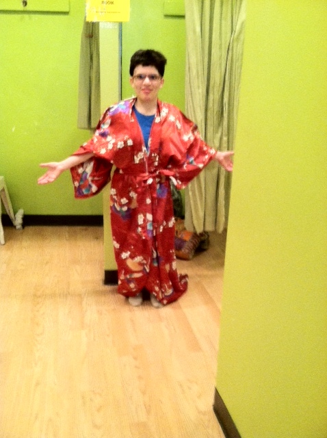Me in a kimono at Avalon exchange