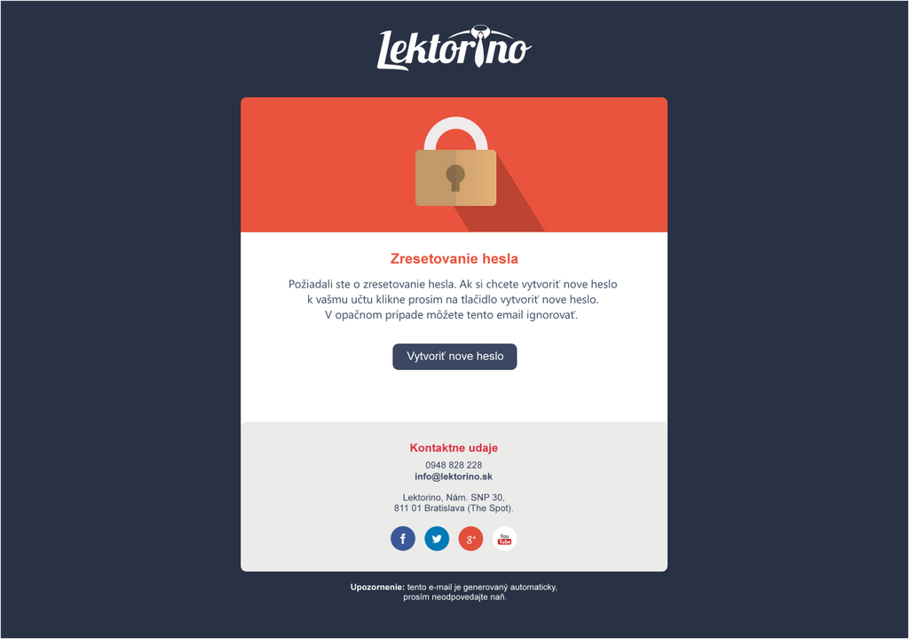 Lektorino - email reset password