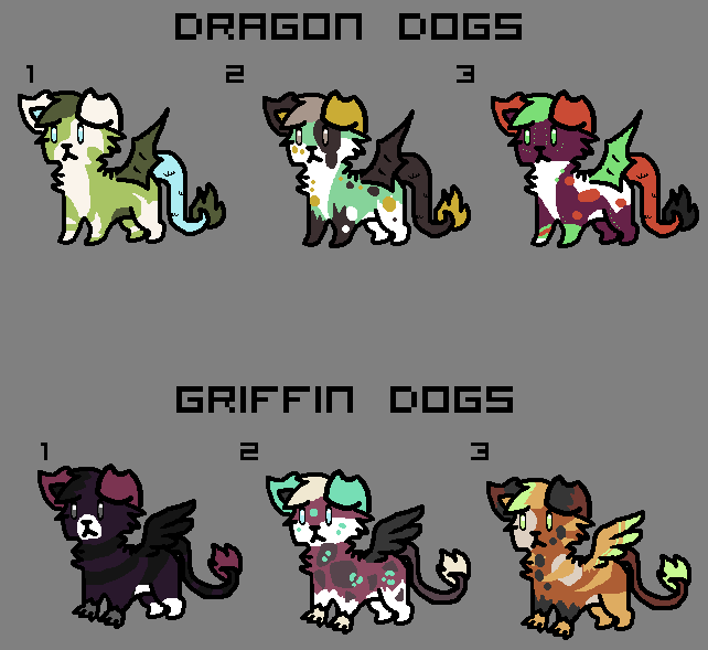 Dragon and griffin dogs adoptables