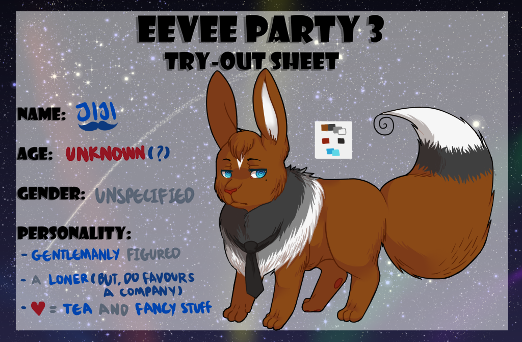 Eevee Party 3 Tryout: Jiji the gent's vee