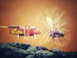 Helijet and giant arthropod