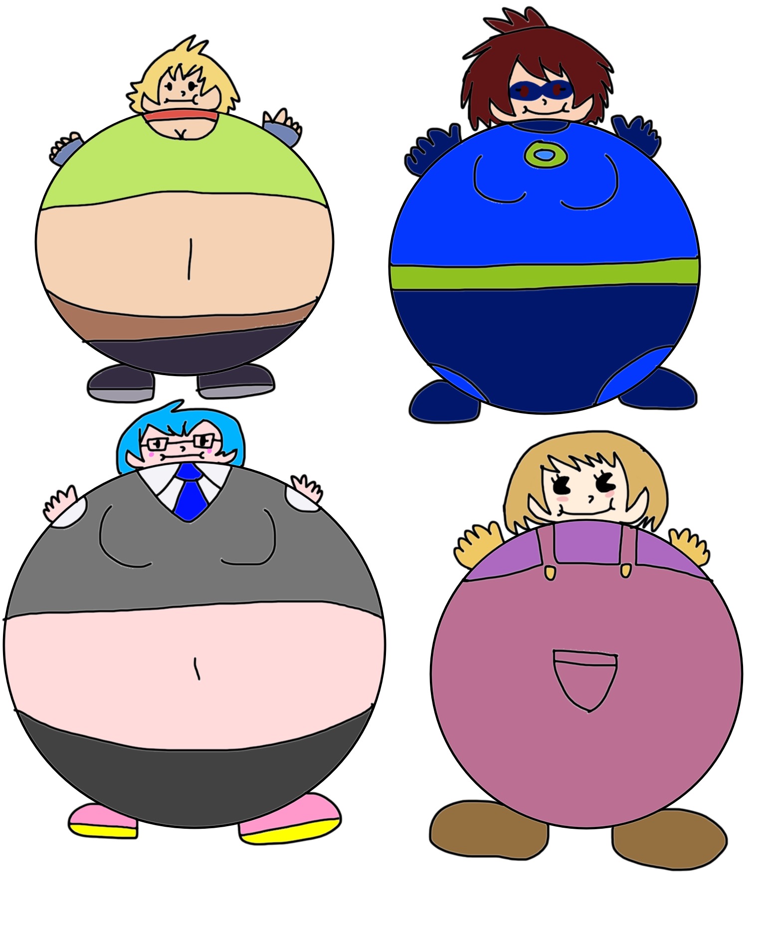 Four Inflated Human Girl (Giftart Fanart) by jonwii on DeviantArt