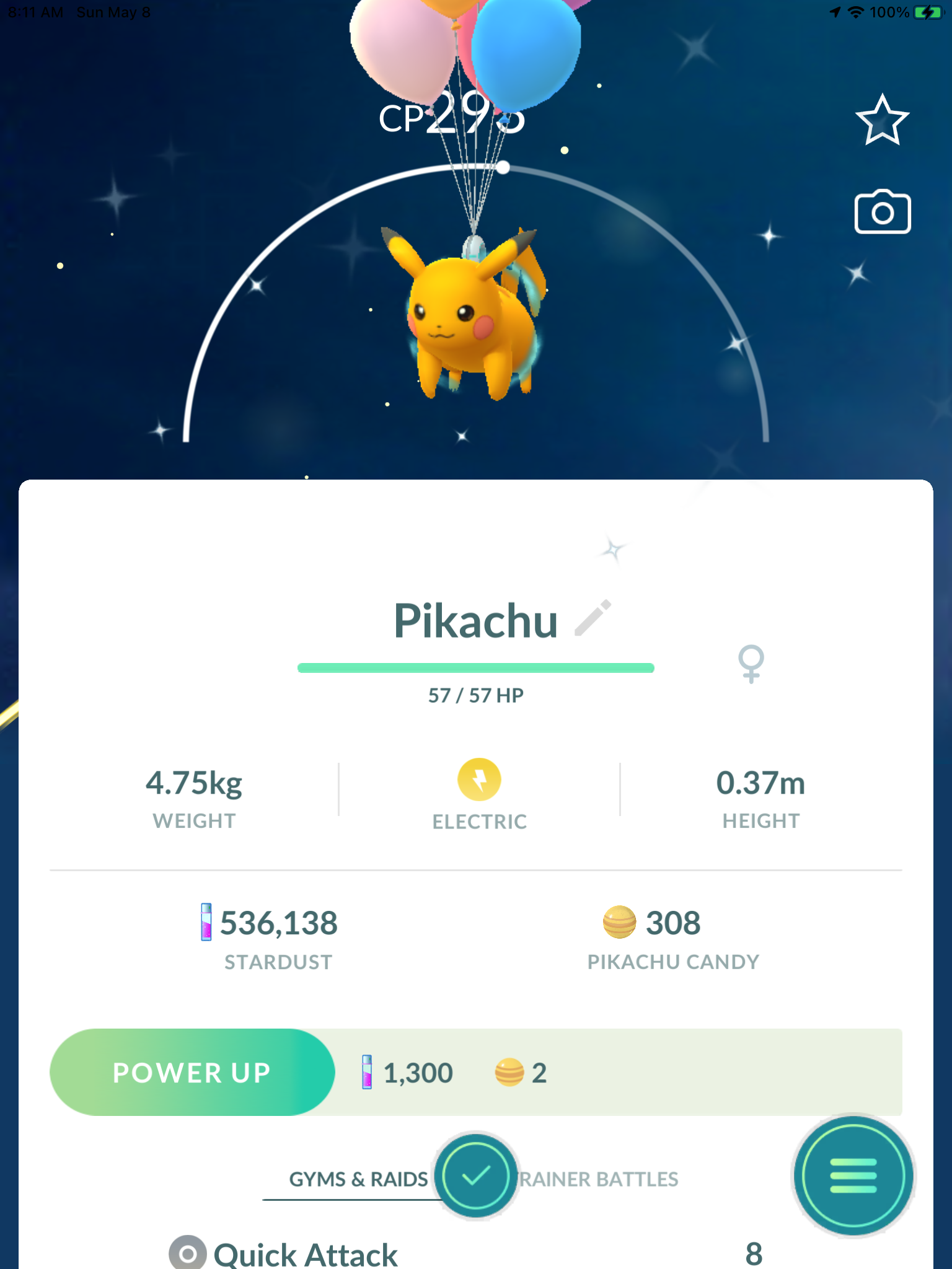 Pokémon GO Shiny Pikachu Flying With Balloon – Mini Account (Read Describe)  - PoGoFighter